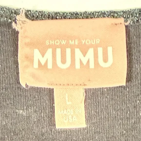 Show Me Your Mumu Martina GREEN GLITTER Jumpsuit Tie Front WOMENS SIZE LARGE Htf - Picture 9 of 9